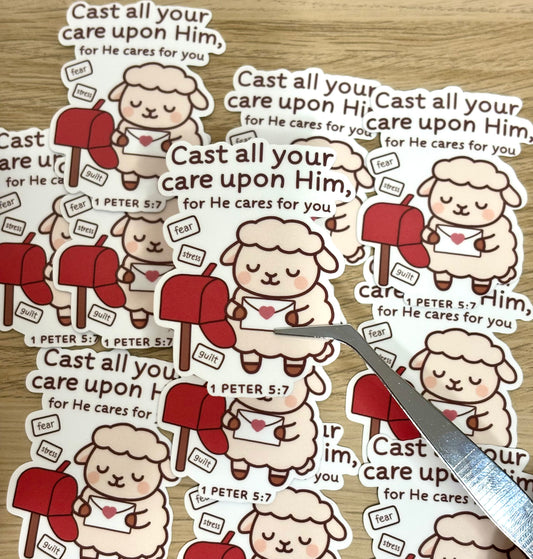 Cast all your care upon Him sticker